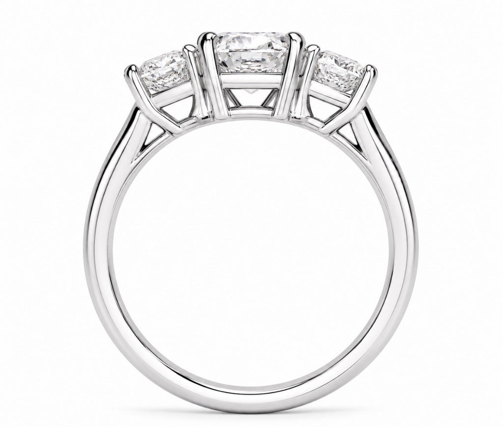 9ct Radiant Cut Lab Grown 3 stone ring