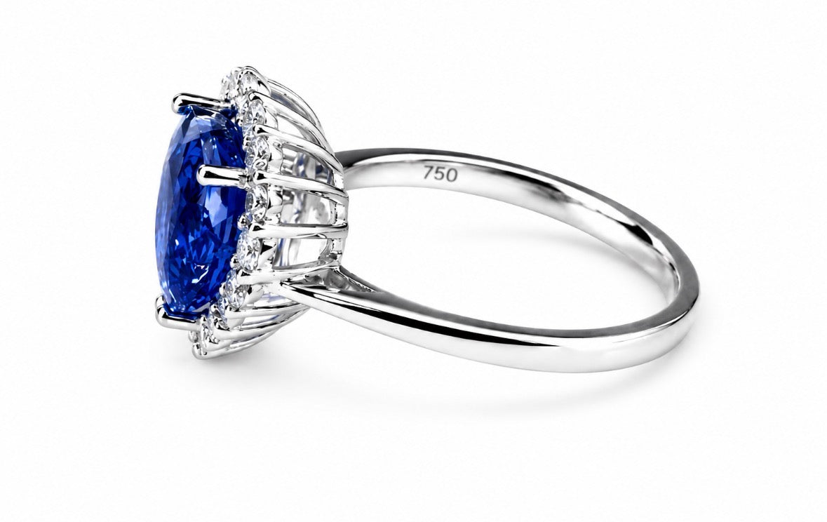 18ct White Gold Tanzanite & Diamond Heart Shaped Ring