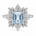 18ct Aqua & Diamond Vintage Ring
