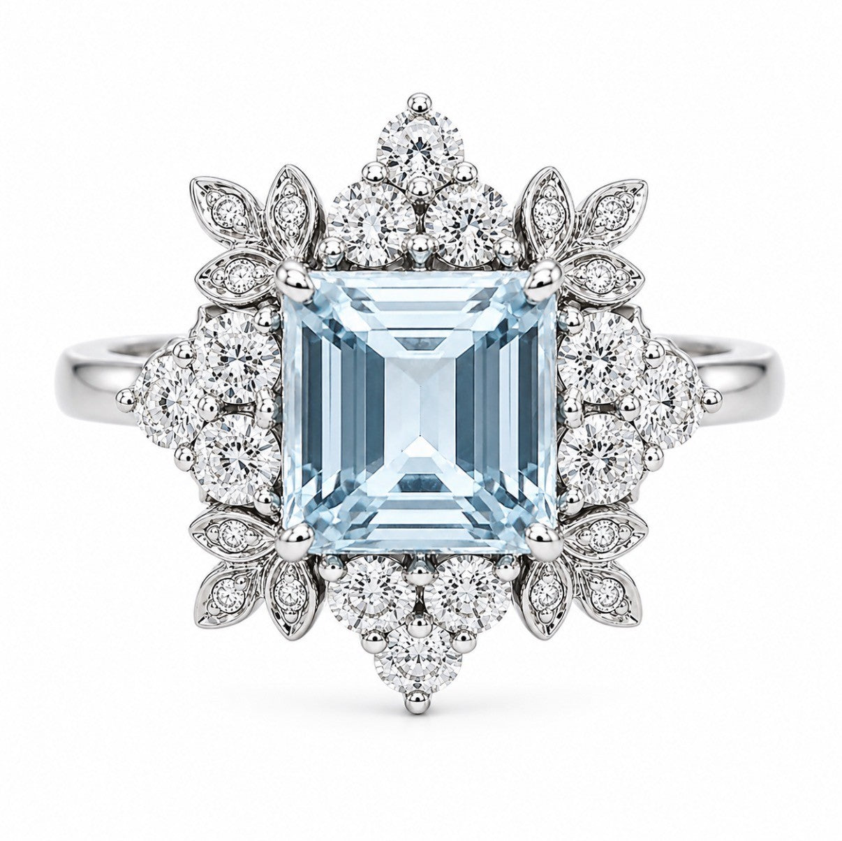 18ct Aqua & Diamond Vintage Ring