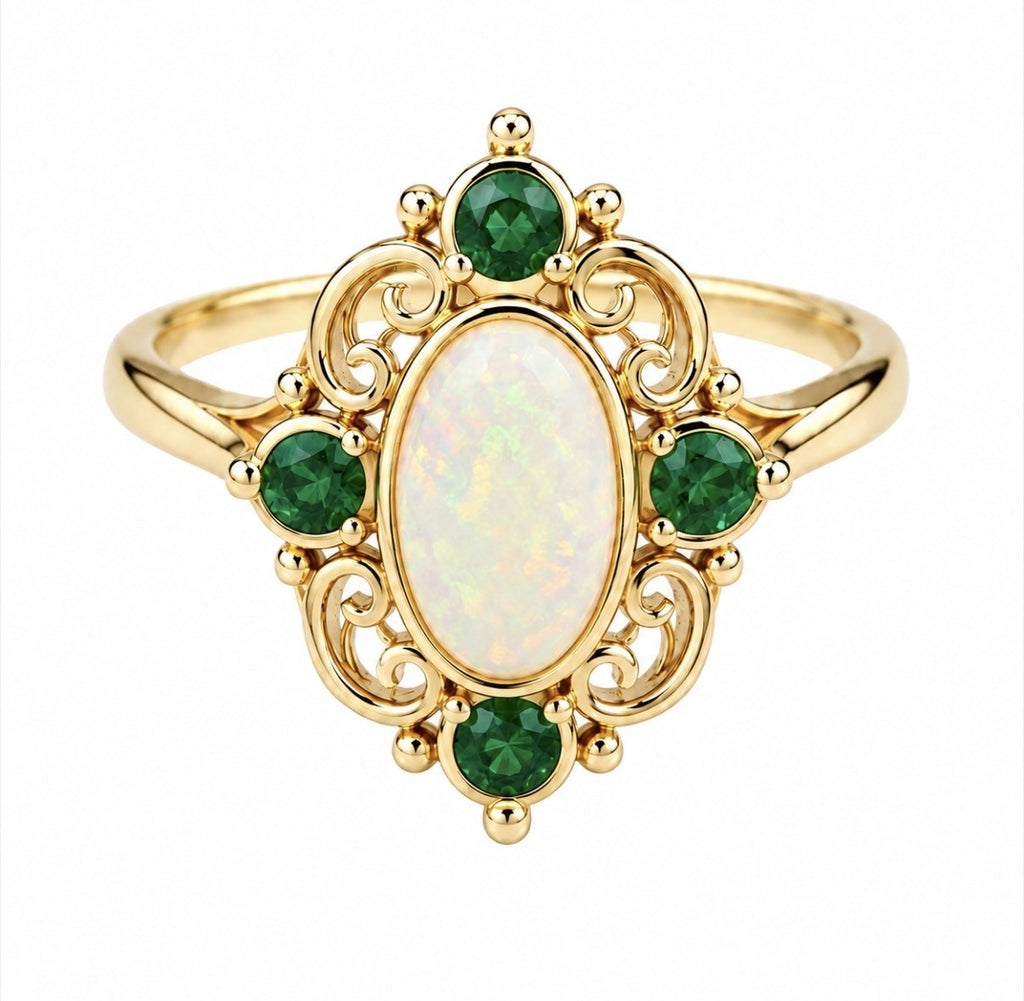 Opal & Emerald Ring