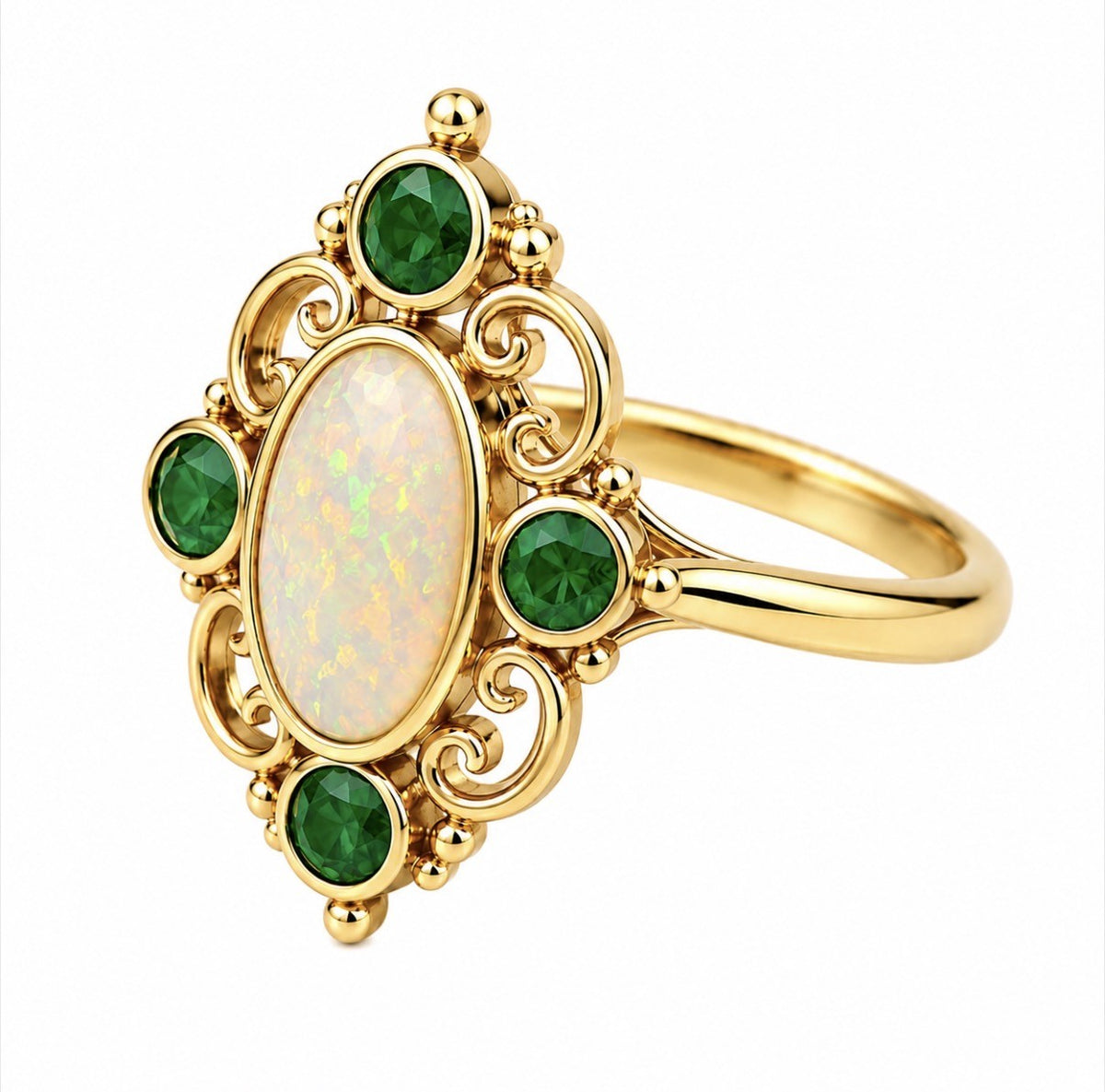 Opal & Emerald Ring