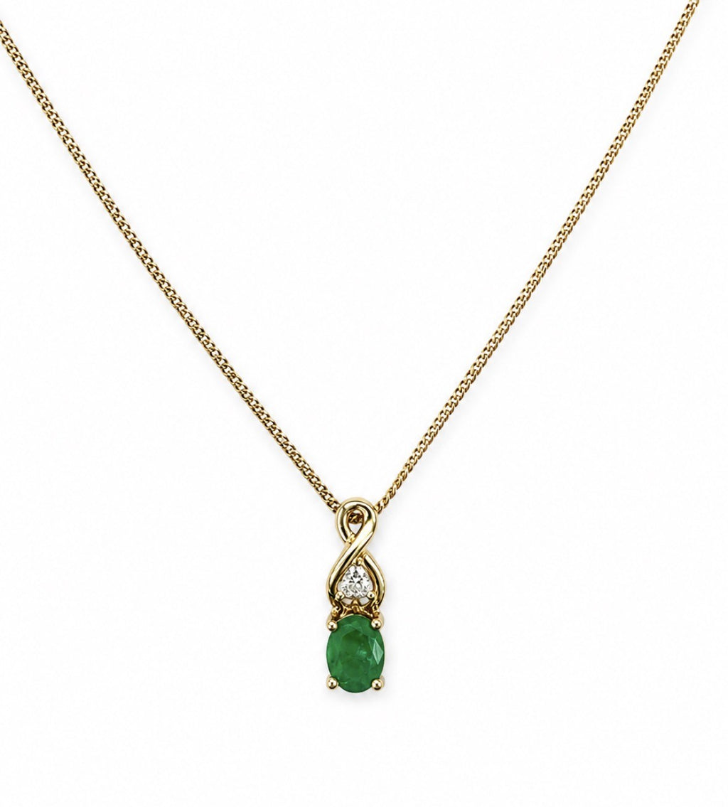 Oval Emerald & Diamond Pendant