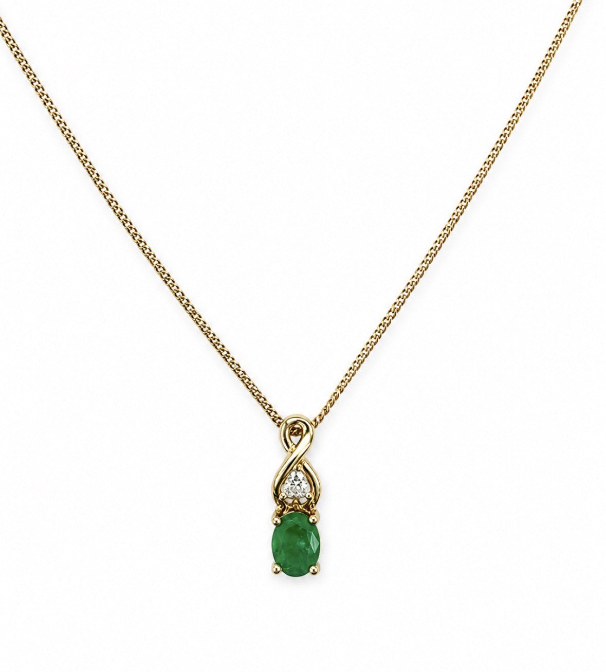 Oval Emerald & Diamond Pendant
