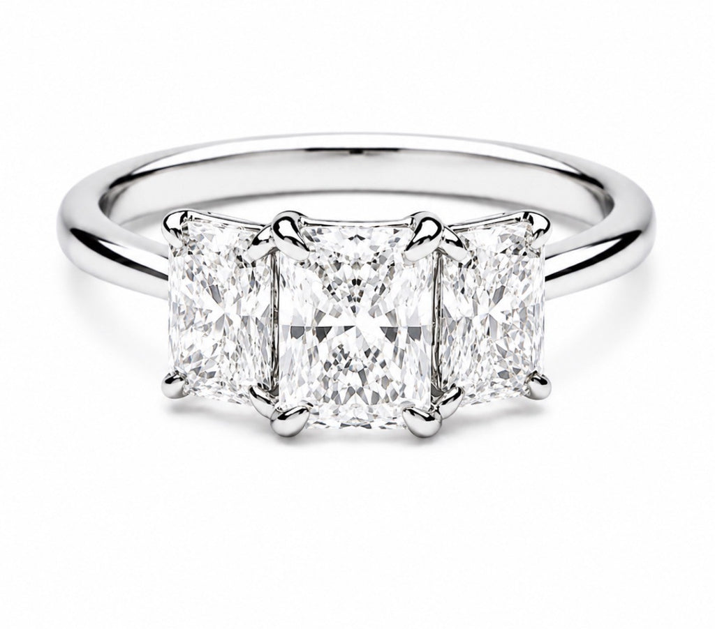 9ct Radiant Cut Lab Grown 3 stone ring
