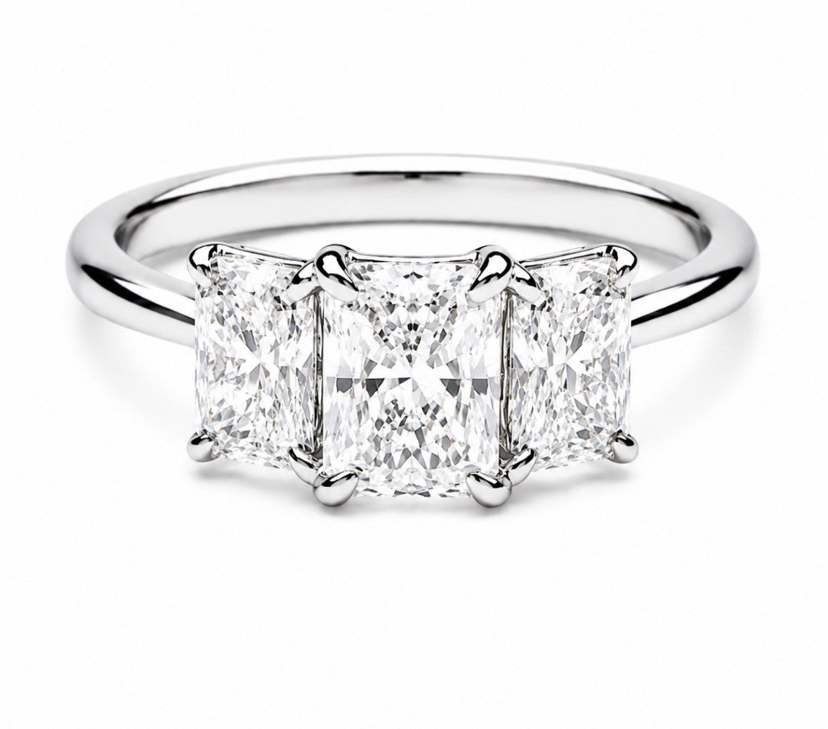 9ct Radiant Cut Lab Grown 3 stone ring