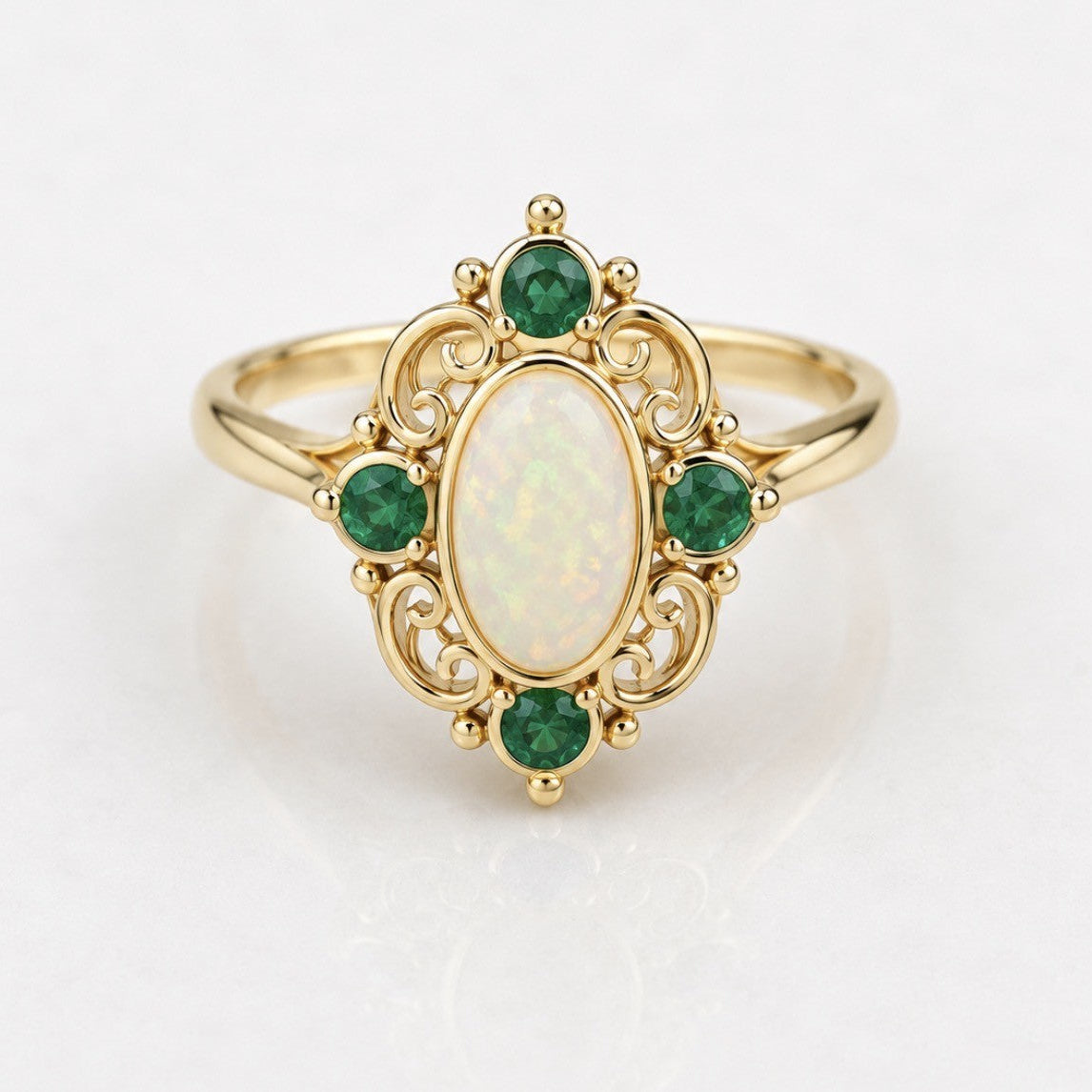 Opal & Emerald Ring
