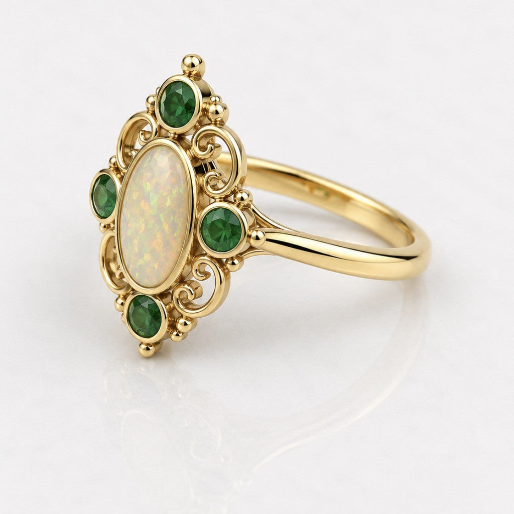 Opal & Emerald Ring