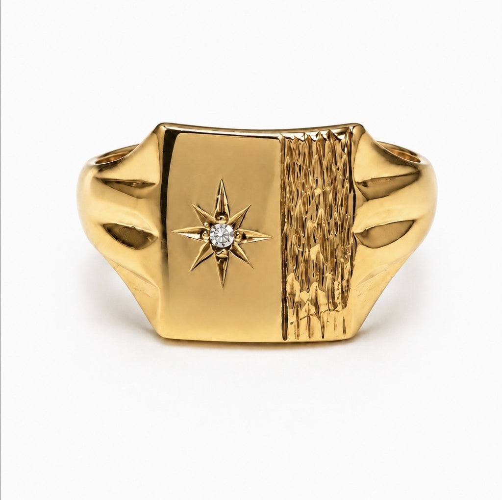 9ct Square Signet Ring set with a Diamond