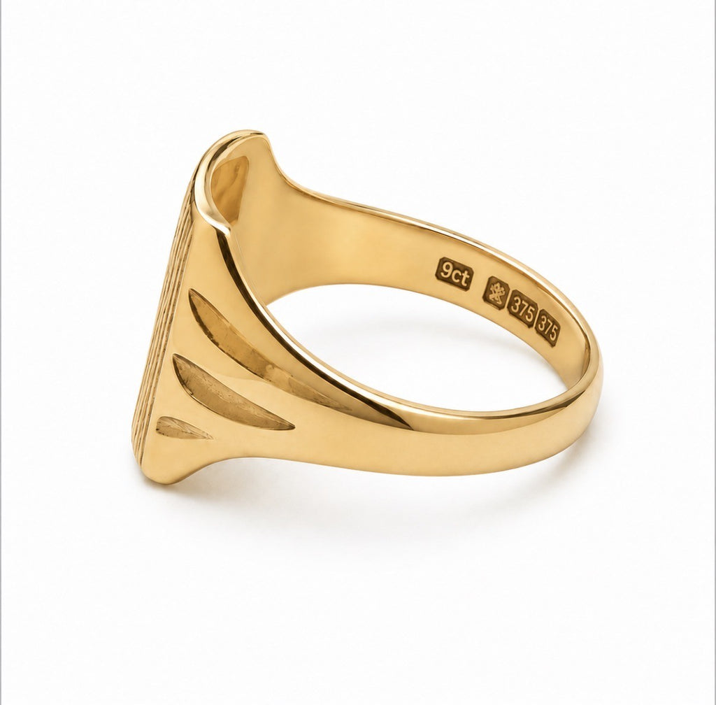 9ct Square Signet Ring set with a Diamond