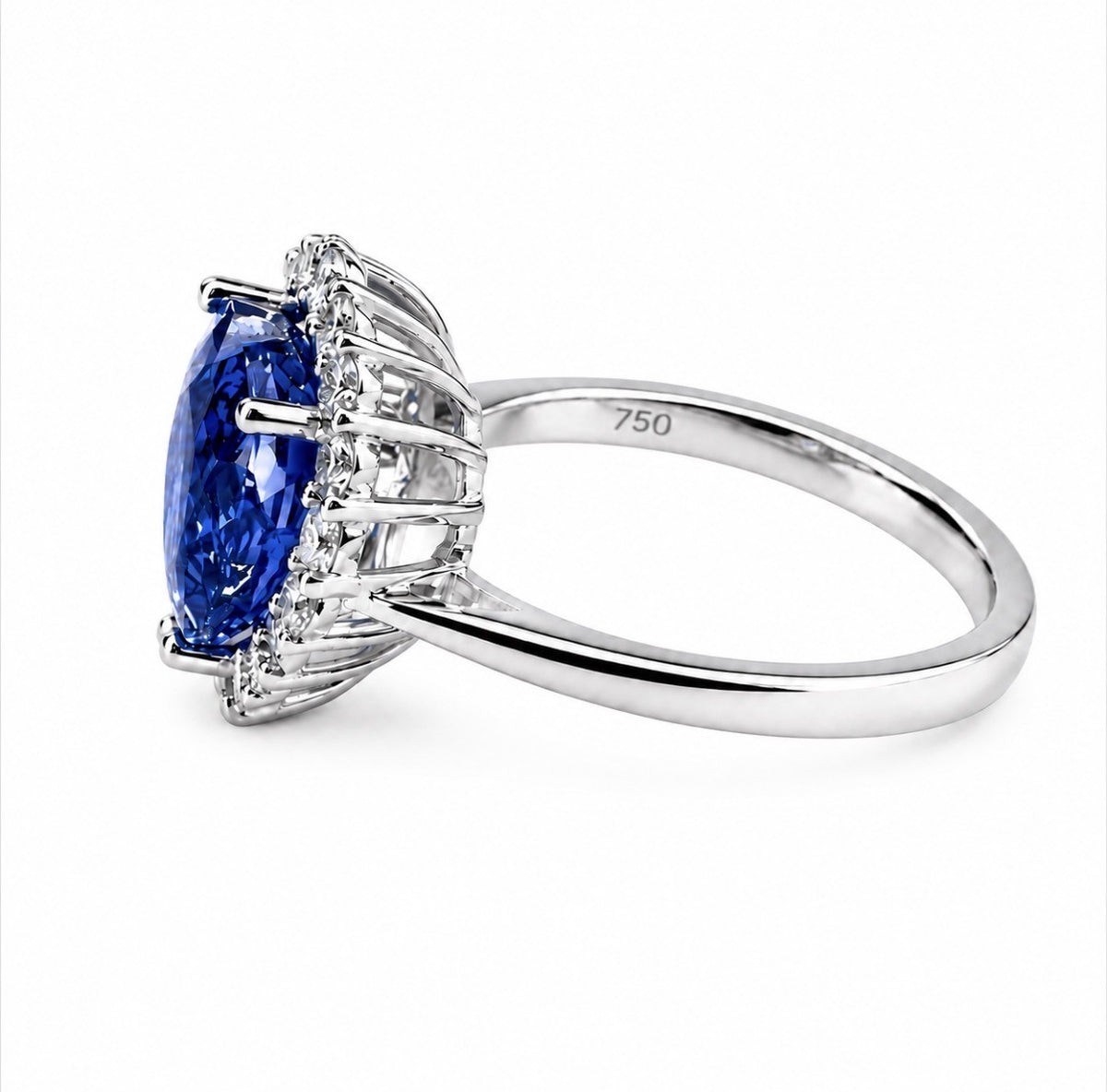 18ct White Gold Tanzanite & Diamond Heart Shaped Ring
